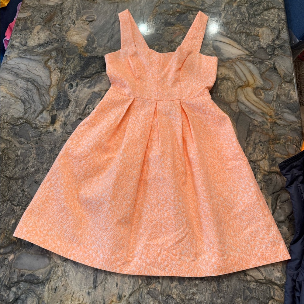 Shoshanna sleeveless peach/orange print dress size 2